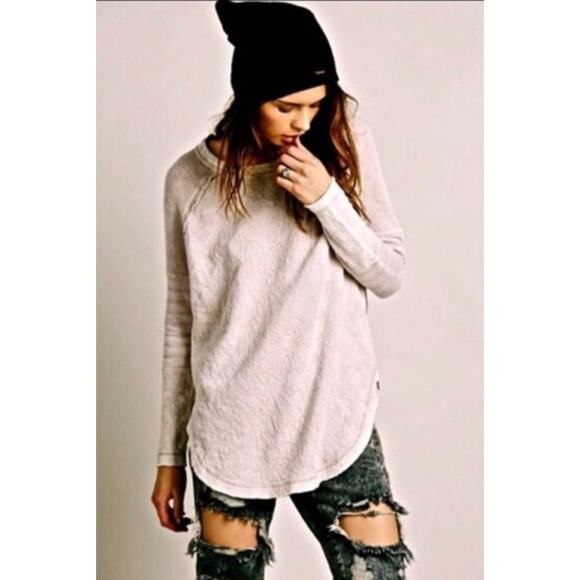Free People Sweater Womens Small Bed of Roses Textured Boho Oversized Zip‎ Tunic - Picture 1 of 12